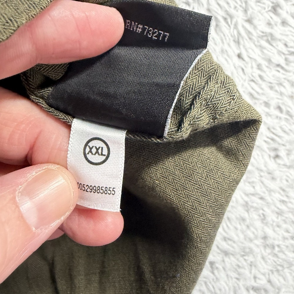 Rock Republic Shirt Mens XXL Stretch Olive Green Pockets Utility Herringbone - Picture 11 of 12